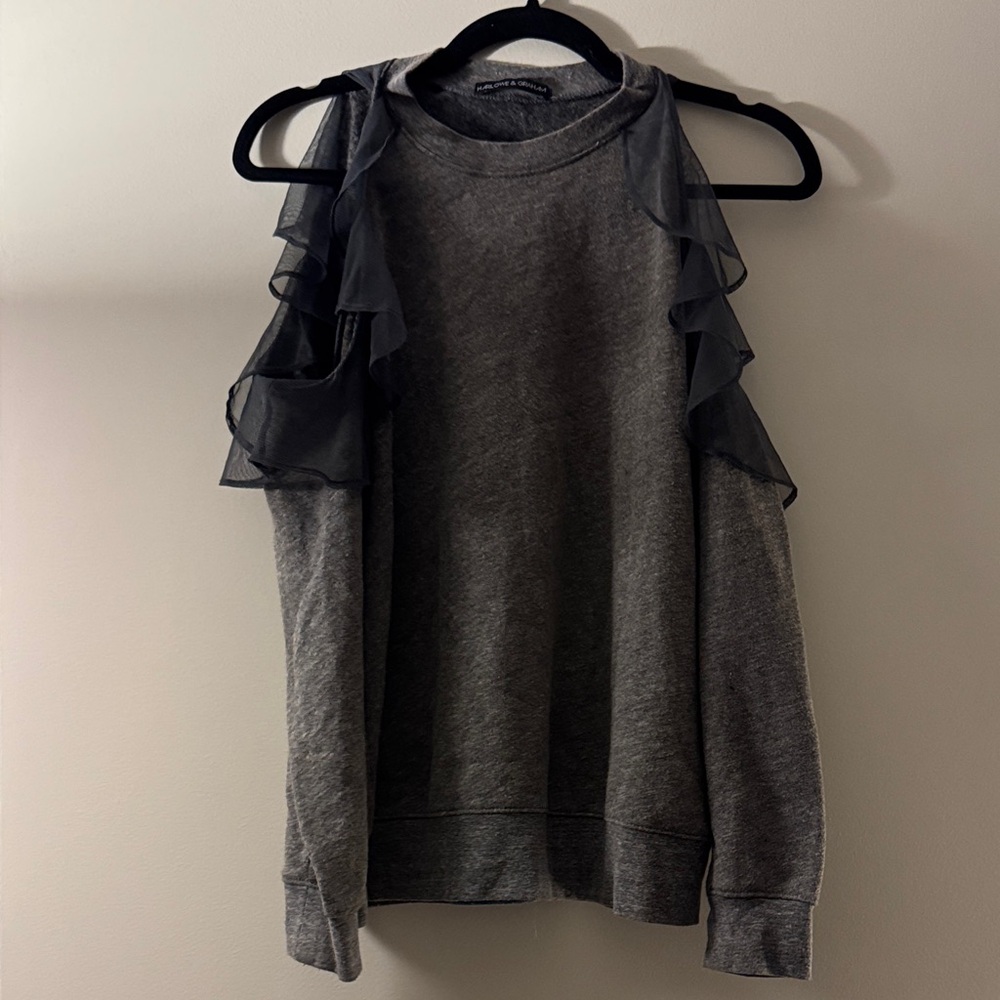 Harlowe & Graham Charcoal Ruffle Sleeve Sweatshirt